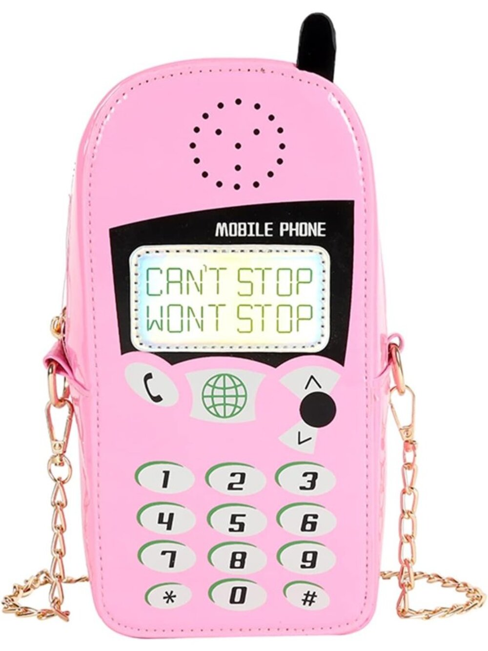 Girls Pink Cute Digital Mobile Phone Shaped Funny Messenger Chain Crossbody Bag